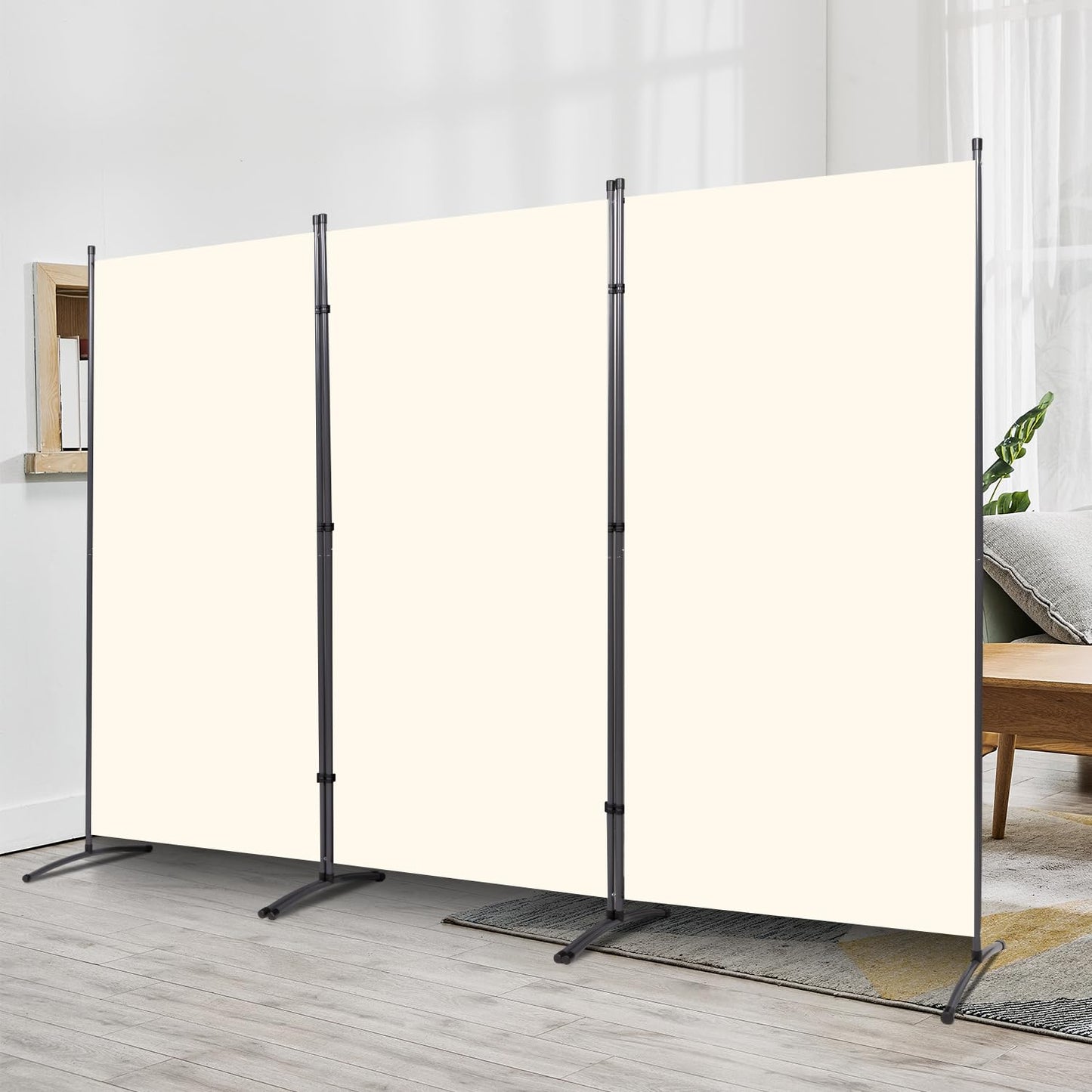 JVVMNJLK Indoor Room Divider, Portable Office Divider Room Divider Wall Divider Screen 3 Panel, Folding Partition Privacy Screen Walls Dividers for Room Separator 102" W x 71.3" H,Beige