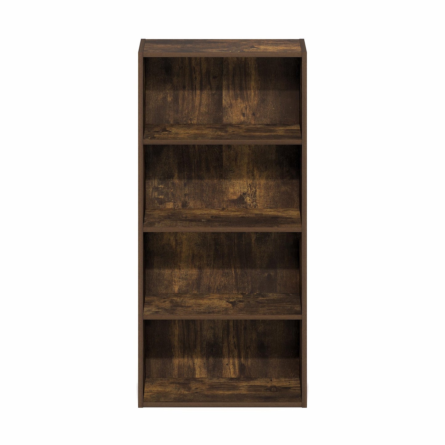 Furinno Basic Book Shelf, 4-Tier Bookcase with Open Shelf, Bookshelf, Cube Storage Organizer, 7 x 17 x 35, for Living Room, Bedroom, Home Office, Amber Pine