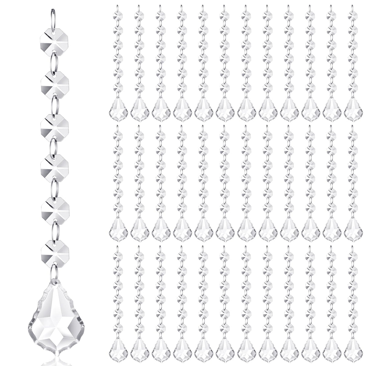 Nuenen 100 Pcs Acrylic Hanging Crystals for Centerpieces Chandelier Clear Crystal Garland Strands Ornament Acrylic Clear Beads Prisms Pendant for Christmas Tree Window Home Decoration(Maple Leaf)
