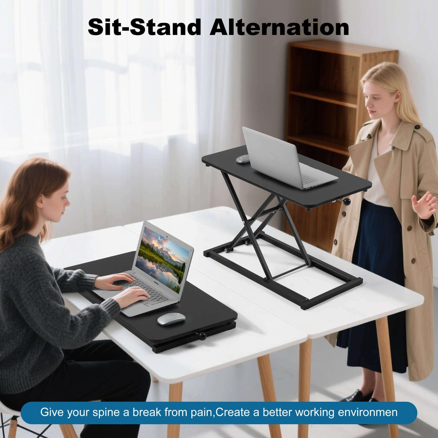 Raathionty Height Adjustable Standing Desk Converter, Computer Keyboard Stand for Desktop, Keyboard Riser for Stand Up Desk Riser, Ergonomic Sit Stand Workstations for Home Office