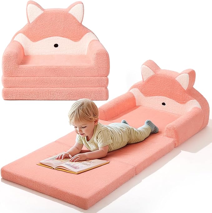 little dove Extra Wide Soft Toddler Couch Fold Out, Comfy Toddler Chair