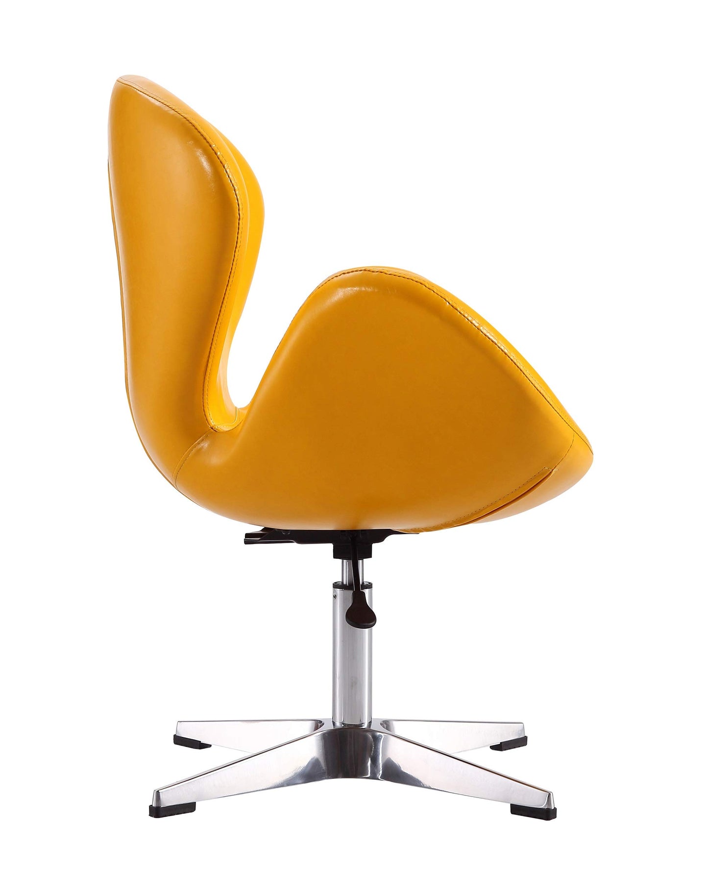 Manhattan Comfort Raspberry Adjustable Swivel Accent Chair Set of 2 with 360° Turn, Polished Chrome Base, Modern Retro Design, Ideal for Living Room and Home Office, Yellow Faux Leather