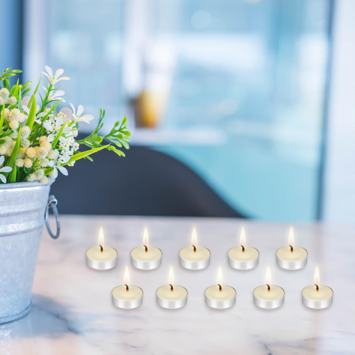 Mega Candles 100 pcs Unscented Ivory Tea Lights Candles, Pressed Wax Candle 3.5 Hour Burn Time, Home Décor, Wedding Receptions, Occasions, Festivities, Events, Meditations, Spa, Prayers, Vigil
