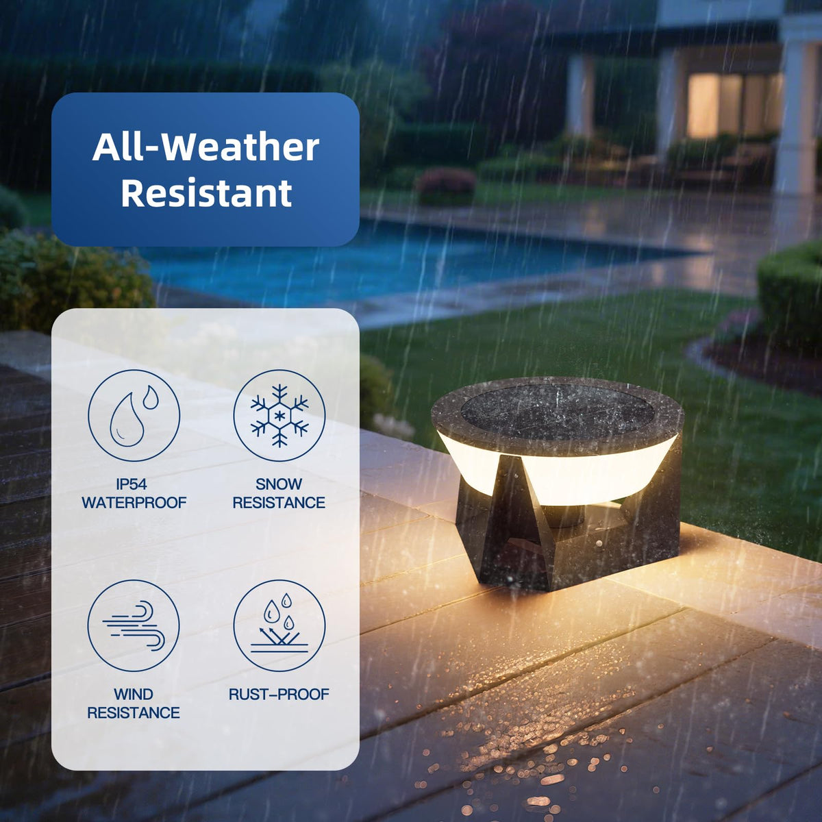 ZRJJMLAN 14.96" Outdoor Solar Post Lights, IP54 Waterproof Solar Column Lights Outdoor, 3000K Modern Pillar Light, Dusk to Dawn Outside Light Columns, Extra Large Post Lamp for Patio Fence Entrance