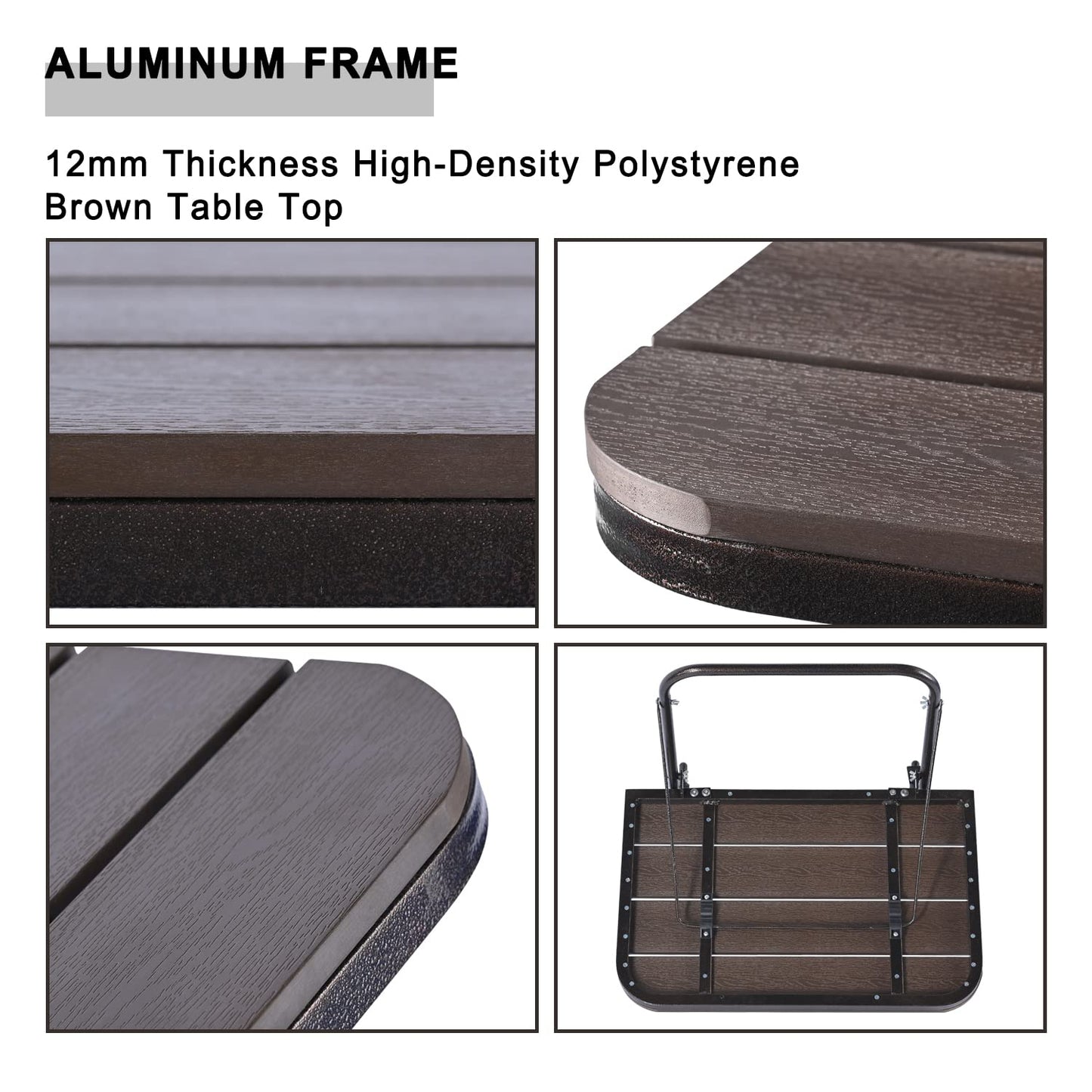 Patio Novagarden Balcony Railing Table Outdoor Hanging Folding Brown Aluminium Metal Side Table Adjustable 23.6"L x 15.7"W