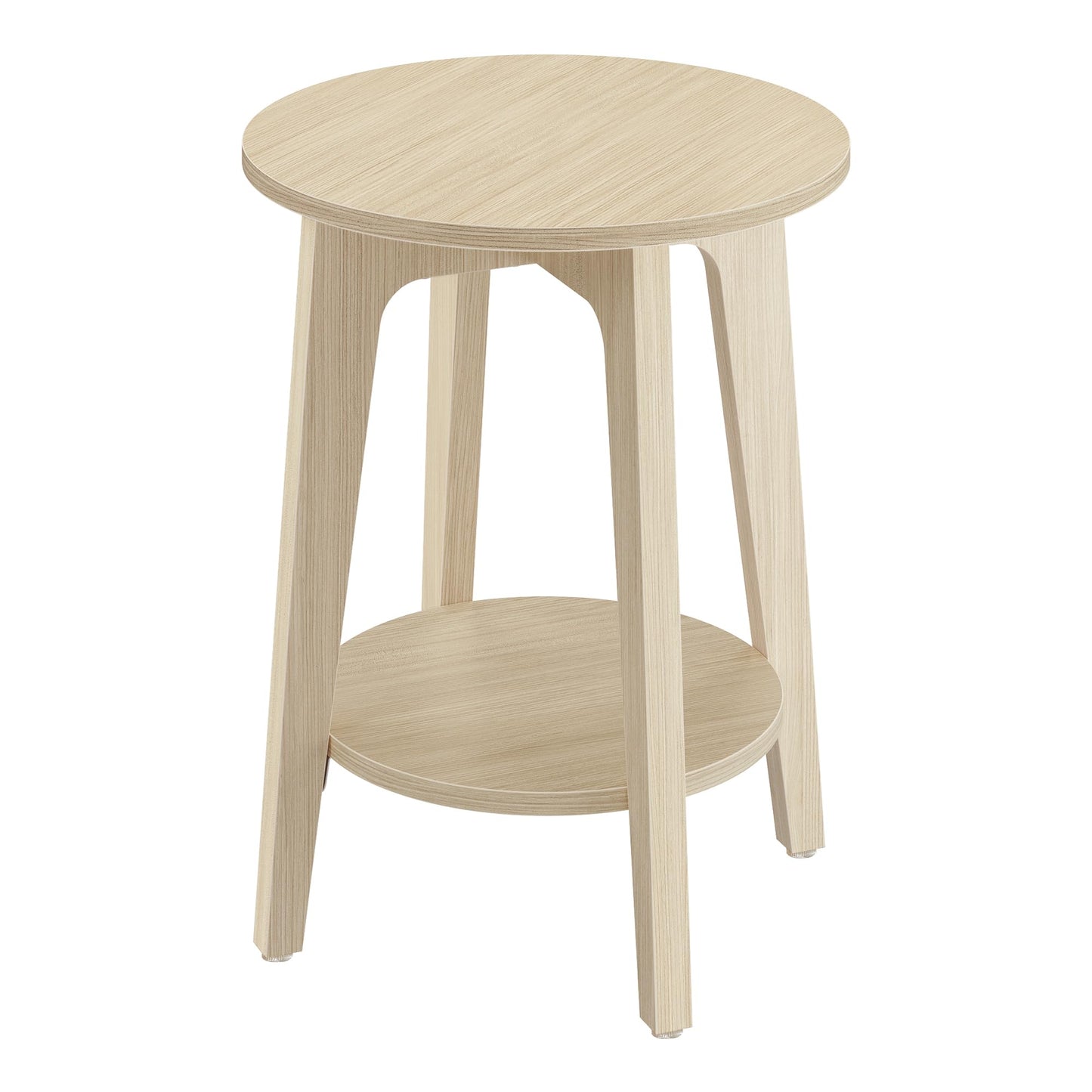 VASAGLE MAEZO Collection - Side Table, 2-Tier Small Round End Table, Nightstand with Tapered Legs, Curved Transitions, for Small Spaces, Living Room, Bedroom, Natural Beige ULET283N01