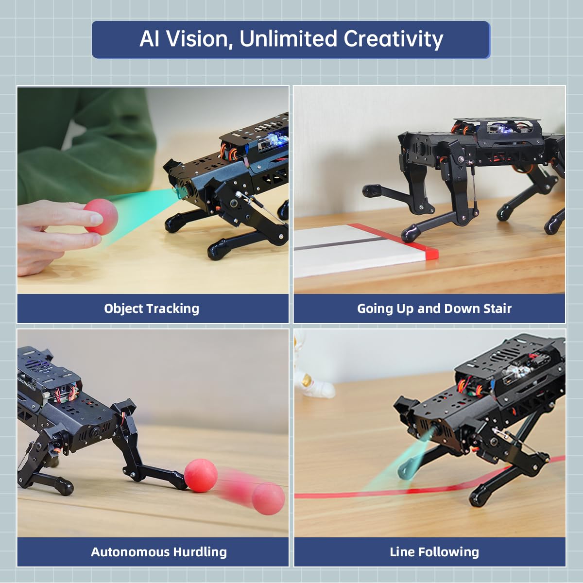 PuppyPi Robot Dog with ChatGPT Large AI Models AI Embodied Intelligence ROS Robotic Dog Vision Scene Voice Understanding SLAM Mapping Navigation Bionic Quadruped Robot, Ultimate Kit & RaspberryPi5 4GB