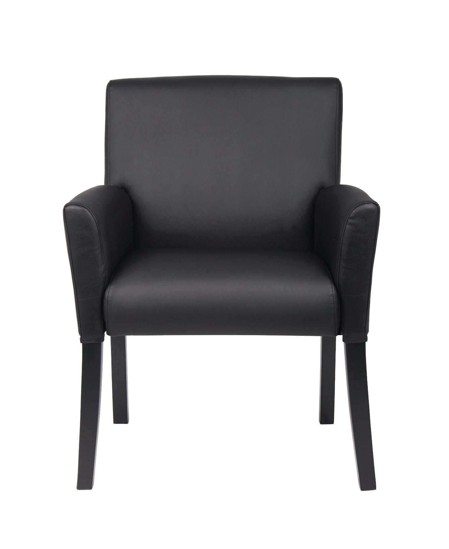 Boss Office Products Executive Box Arm Chair with Mahogany Finish in Black, 25.5" D x 24.5" W x 35.5" H