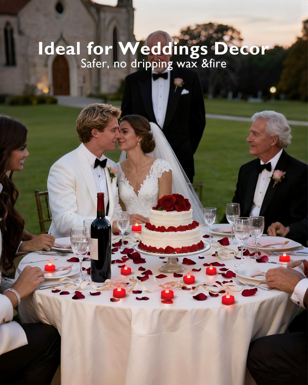 Amagic 1000 Pieces Red Artificial Rose Petals with 12 Red Heart LED Tea Lights, Rose Petals and Candles Set for Proposal, Anniversary, Romantic Night, Wedding Decor