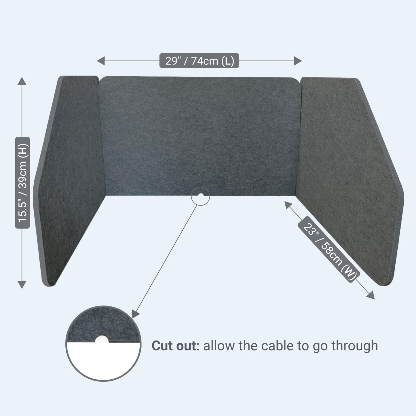 Union Acoustic 29.1" x 22.8" x 1.2" U-Shaped Desk Divider Partition, No Drill Freestanding Sound Absorbing Privacy Panel, Noise Reducing Cubicle Screen for Office Home & Classroom (African Grey)