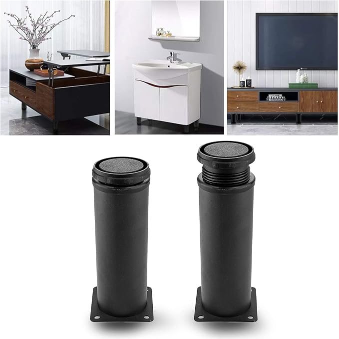 Set of 4 Stainless Steel Furniture Legs 6 Inch, Adjustable Round Cabinet Legs