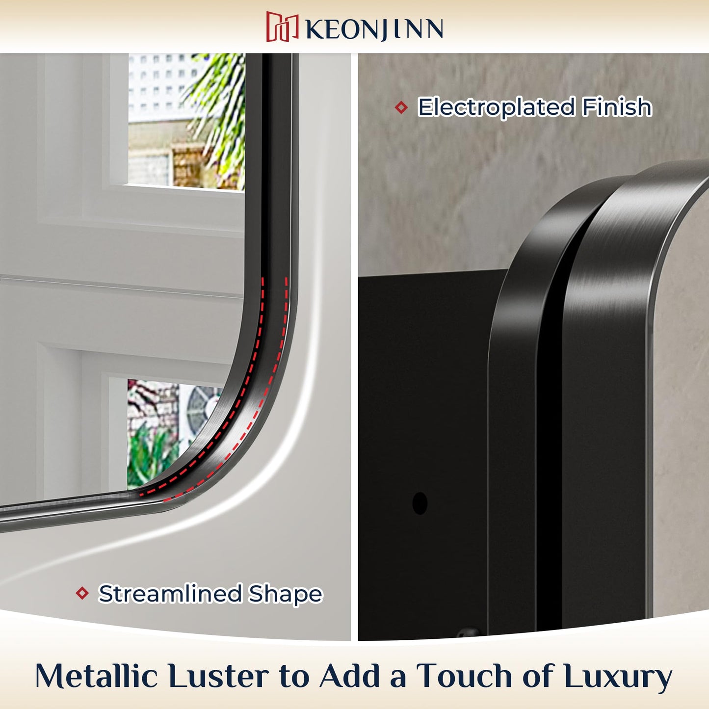 Keonjinn Black Medicine Cabinet 16 x 24 Inch, Bathroom Medicine Cabinet with Mirror, Heavy & Solid Stainless Steel Framed, Adjustable Shelves, Recessed or Wall Mount, Bathroom Mirror with Storage