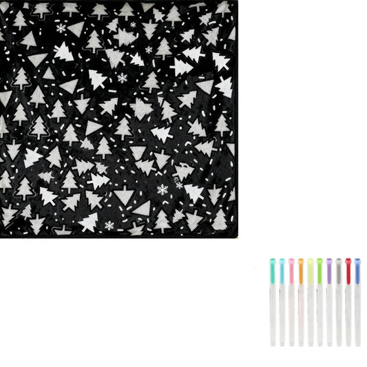 DIY Coloring Blanket,Personalized Custom Throw Blanket for Adults, 50x60 Inch No-Sew Fleece & Soft Velvet, Unique Creative Gift (Christmas Elements)