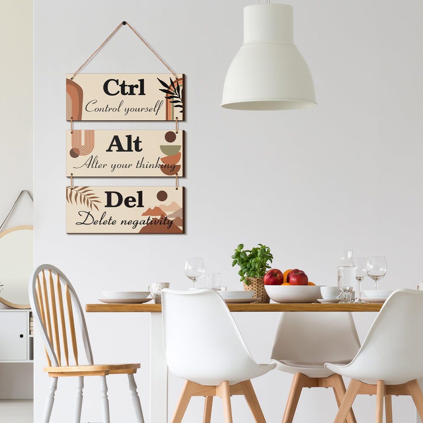 Lewtemi Boho Office Wall Decor Summer Inspirational Signs Rustic Wooden Ctrl Alt Del Decor with Saying Hanging Motivational Wall Plaques for Office Women Door Home Work(Brown)