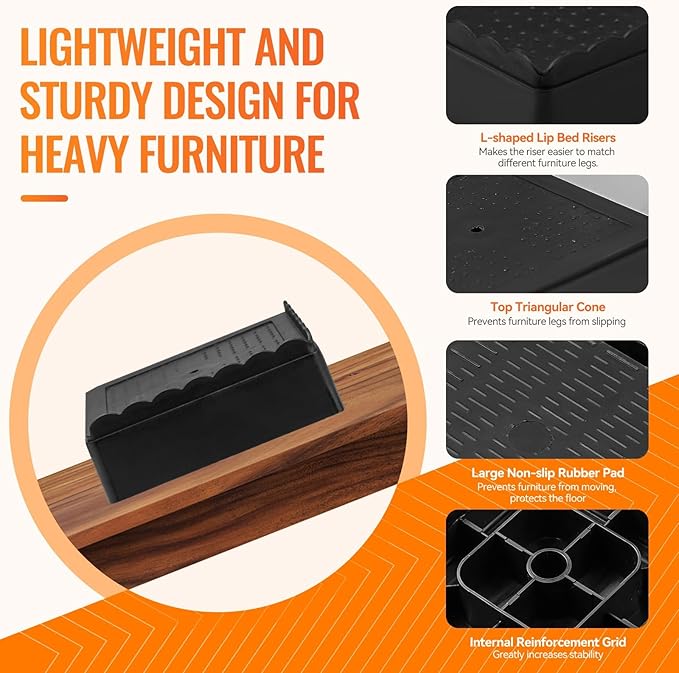shouwuhho Furniture Risers, 16 Pack Bed Risers