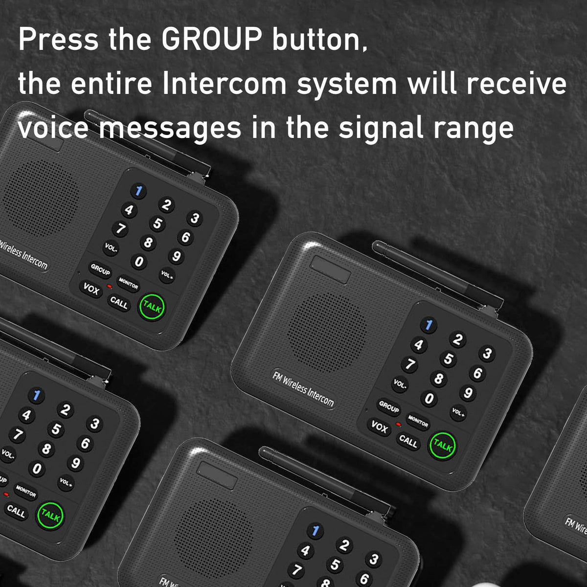 Generic Wireless Intercom System, 3 Units Set Intercoms for Home House Business Office Audio Intercom Communication, 10 Channel, 2 Mile Range 3 Stations with Monitor Function