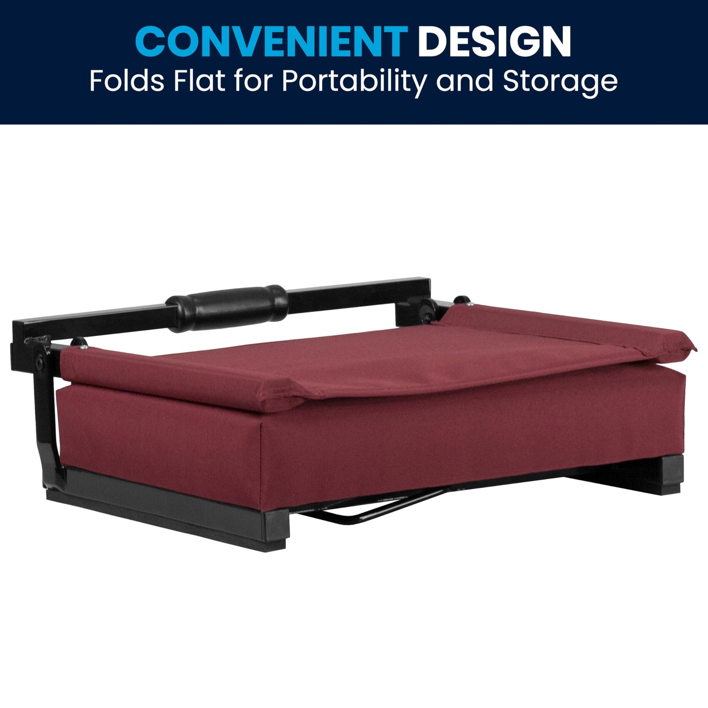 Flash Furniture Grandstand Portable Stadium Seat for Bleachers or Benches, Folding Padded Stadium Chair with Carrying Handle, 500 lb. Weight Capacity, Maroon