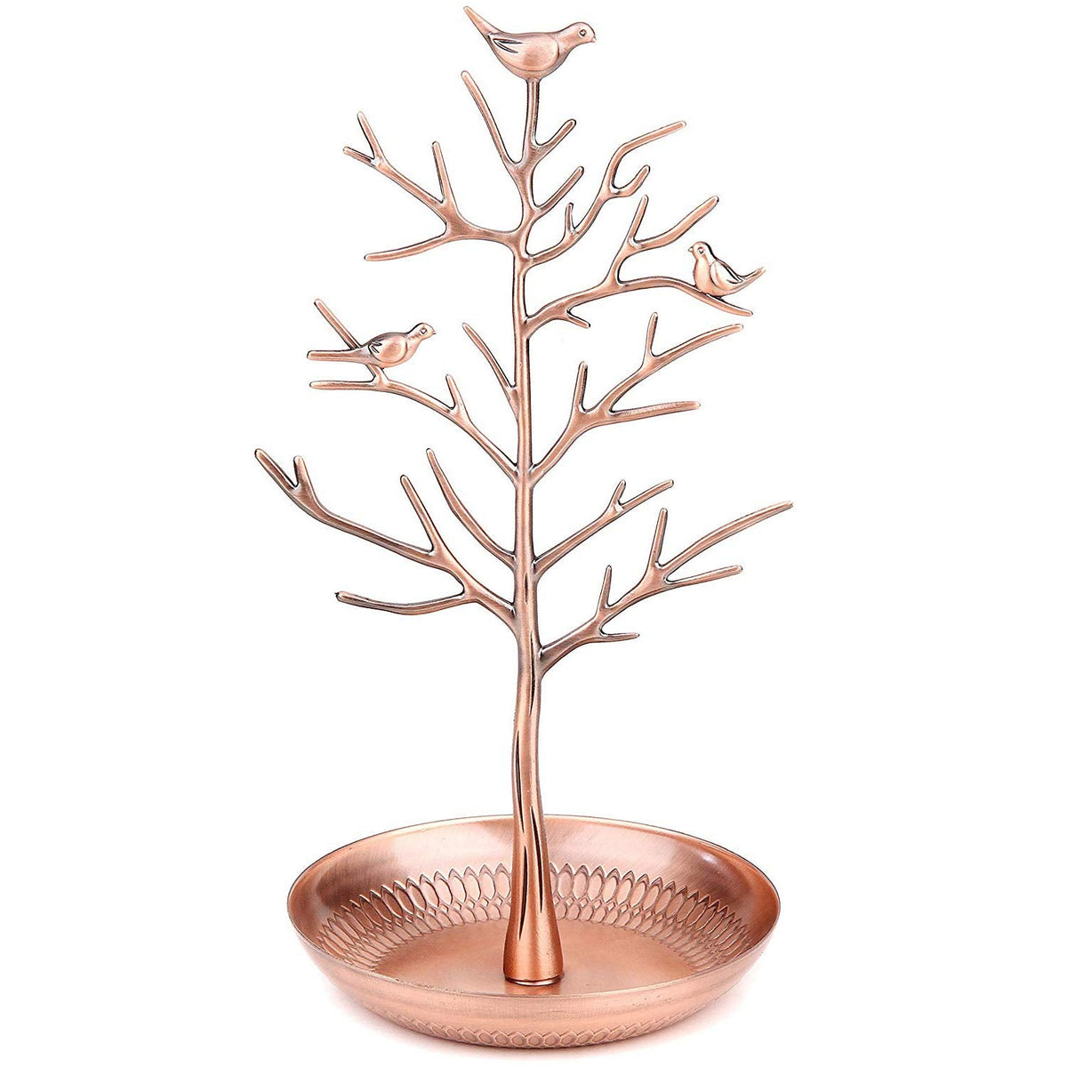 WELL-STRONG Jewelry Tree Necklace Earring Holder Modern Cute Bird Jewelry Stand for Women Girls Teen Bronze