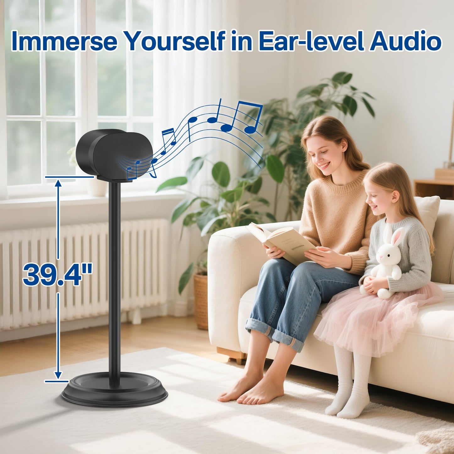 Heavy-Duty Speaker Stand for Sonos Era 300 Stand Pair with Cable Management - Floor Speaker Stands for Sonos Era 300 Speaker Stand Black for Secure and Easy Mounting