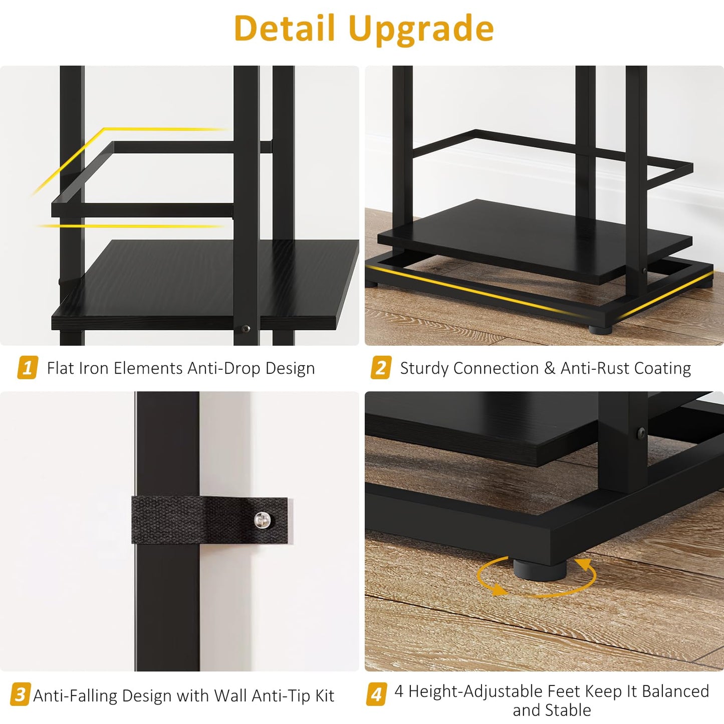 Hosfais Book Shelf Tall Bookshelf: 5 Tier Wood Bookcase with Metal Edge Protection Industrial Narrow Bookshelf Corner Storage Organizer Display Book Rack for Living Room Bedroom Home Office (Black)