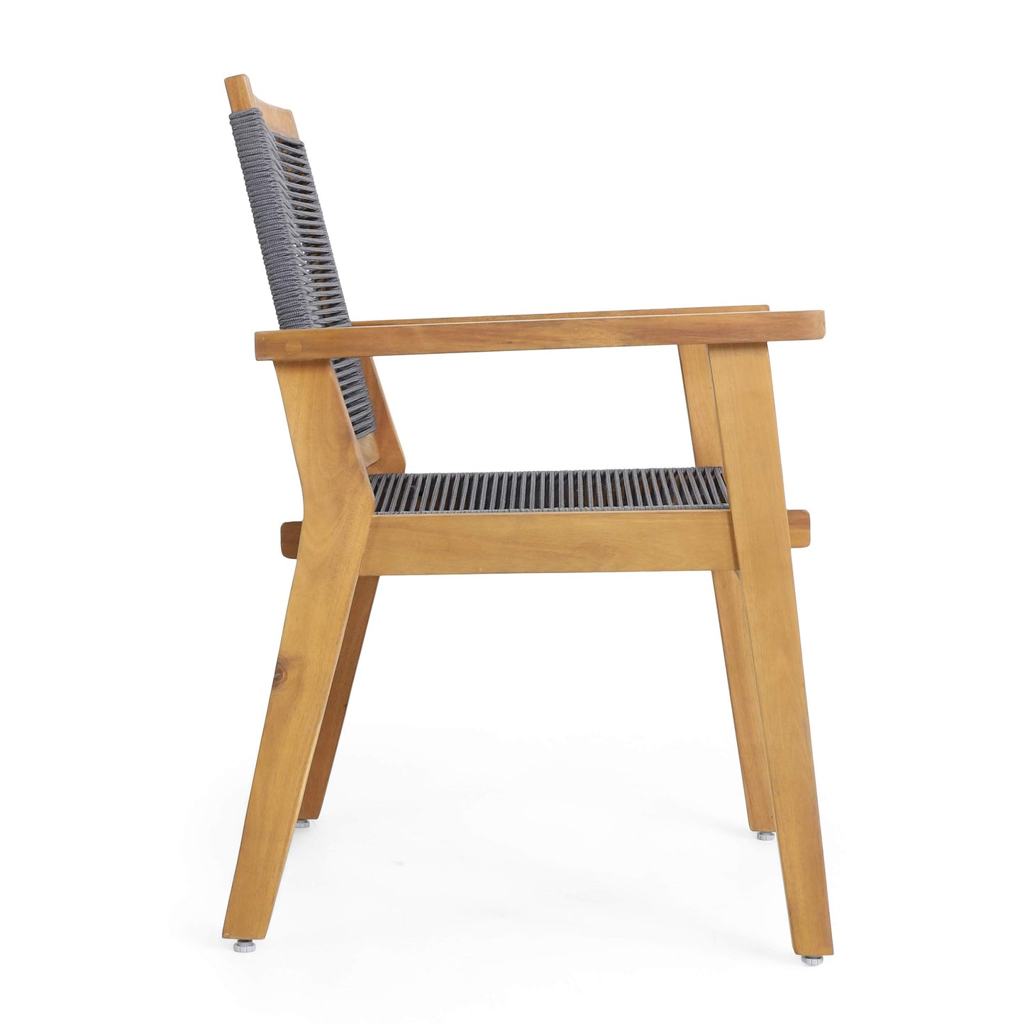 Christopher Knight Home Tracy Outdoor Acacia Wood Dining Chair with Rope Seating (Set of 2), Teak and Dark Gray