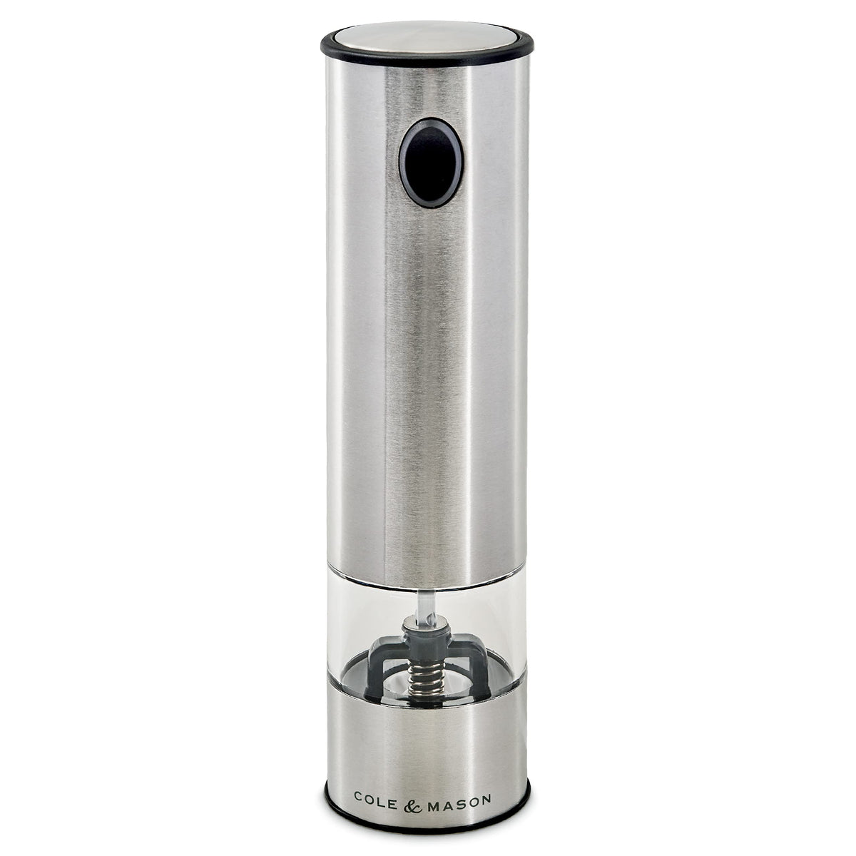 Cole & Mason Battersea Electronic Salt & Pepper Mill - One-Button Salt & Pepper Grinder - Refillable & Adjustable Salt & Pepper Shakers - Kitchen Accessories - Stainless Steel - 1 Pack