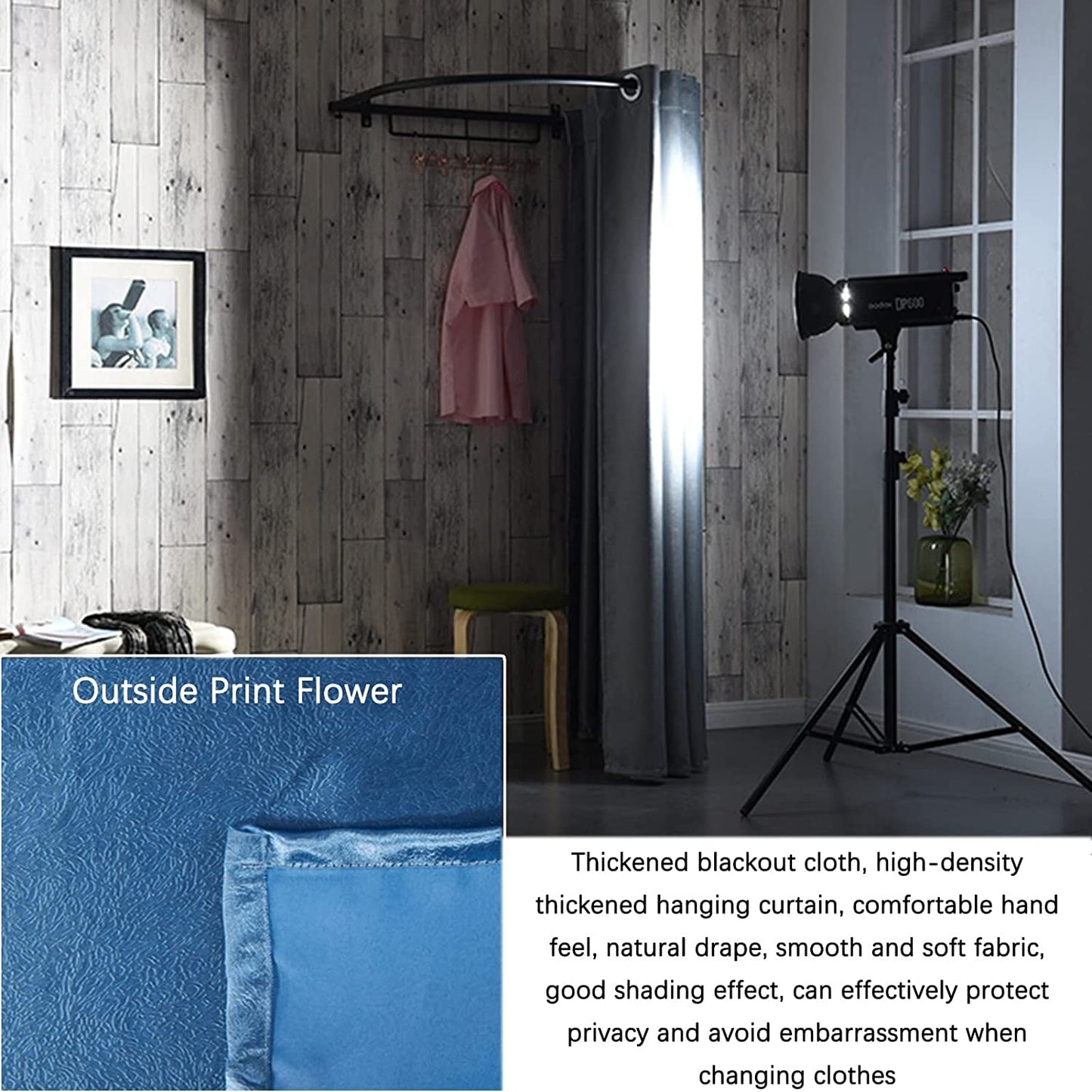 ZTIOMUK Ring Rack Fitting Room, Portable Dressing Room Frame with Curtain and Hook, Changing Room for Clothing Store, Boutiques, Office