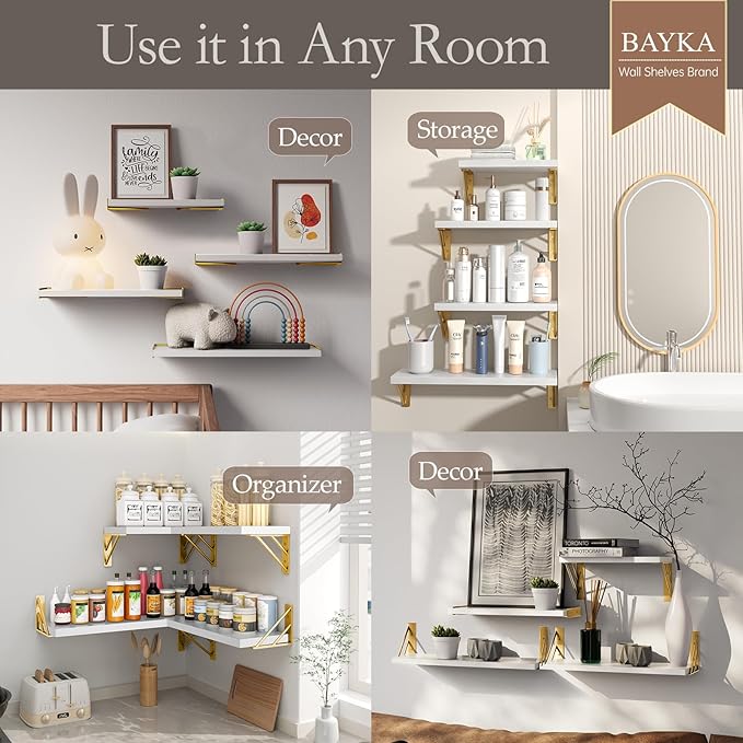 BAYKA Wall Shelves for Bedroom Decor, Floating Wall Shelf for Living Room