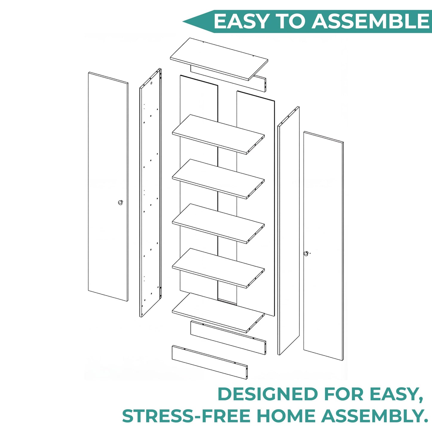 Tuhome Lambardi Tall Pantry Cabinet, 71.1" Freestanding Kitchen Pantry Storage Cabinet with 2 Doors and 4 Adjustable Shelves, Engineered Wood Pantry Organizers and Storage, Slim 11.8" Depth
