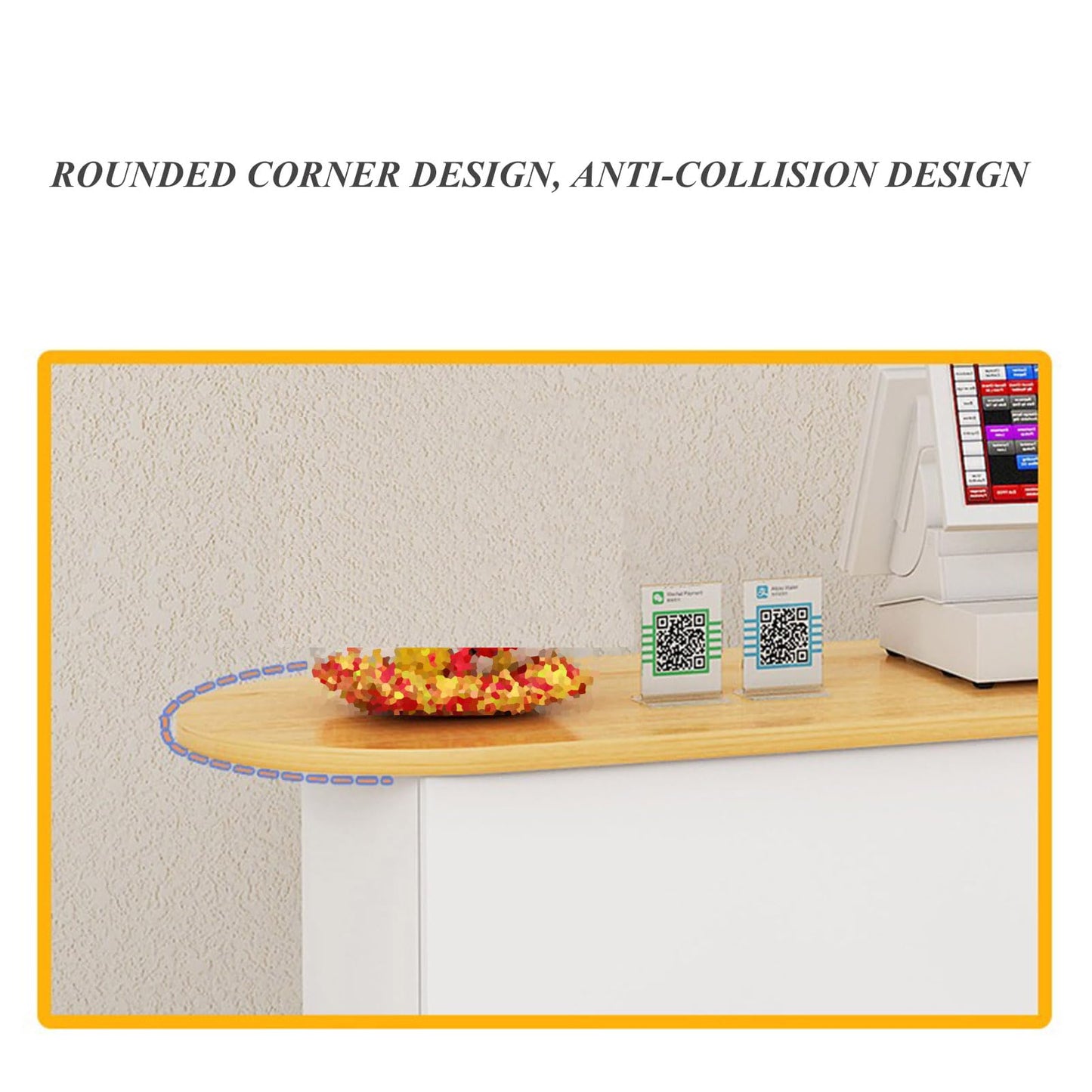 Reception Desk Counter Table, Modern front desk Small Retail Counter Checkout Wood Cashier Table office Computer Workstation With Lockable Drawer and Storage Cabinet, for Checkout Salon, Lobby, Stor