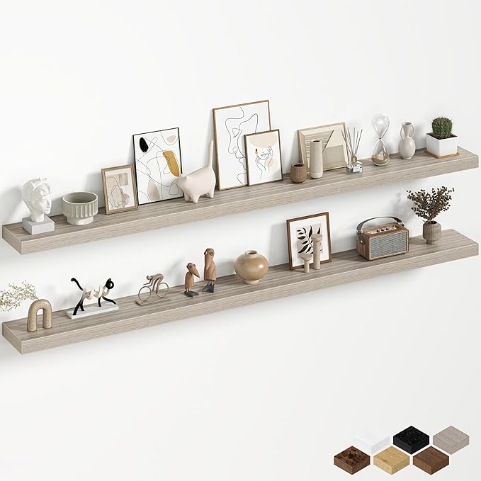 Fun Memories 67 Inch Fireplace Mantel Shelf, Deep Floating Shelves