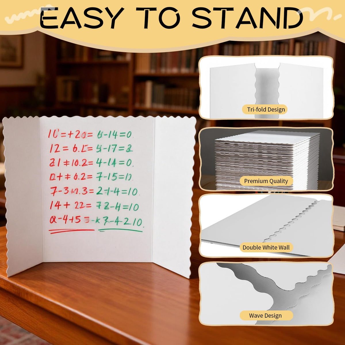 6 Pack 24" x 36" White Trifold Poster Board Bulk, Corrugated Foldable Tri-fold Display Board for Science Fair, School Projects, Presentations, Art, Business & Classroom Supplies