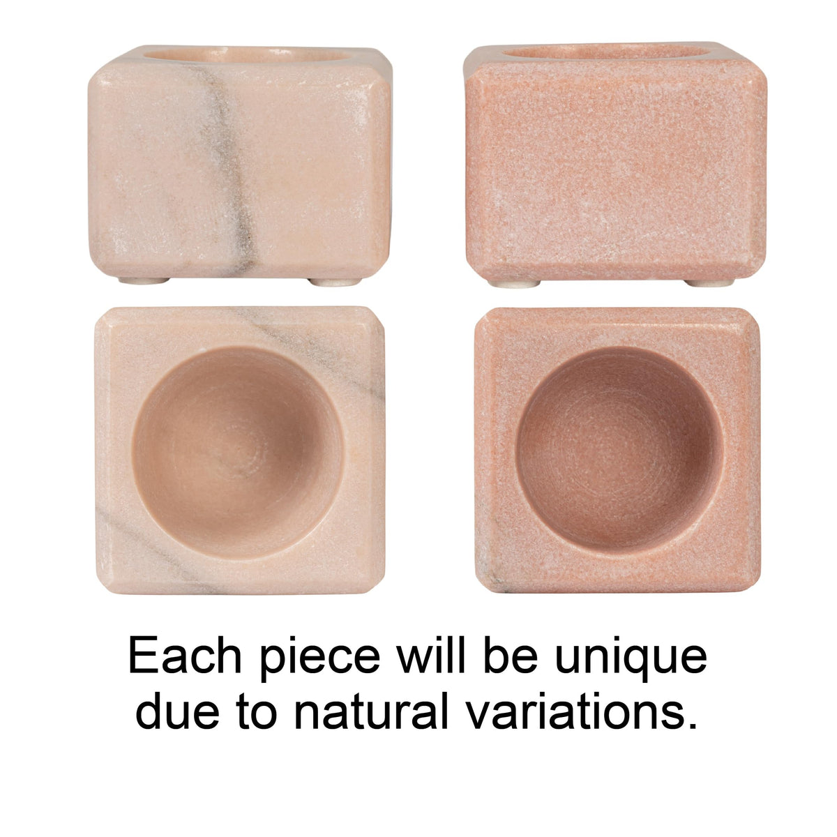 Creative Co-Op Square Marble Bowl with Stainless Steel Spoon, Pink