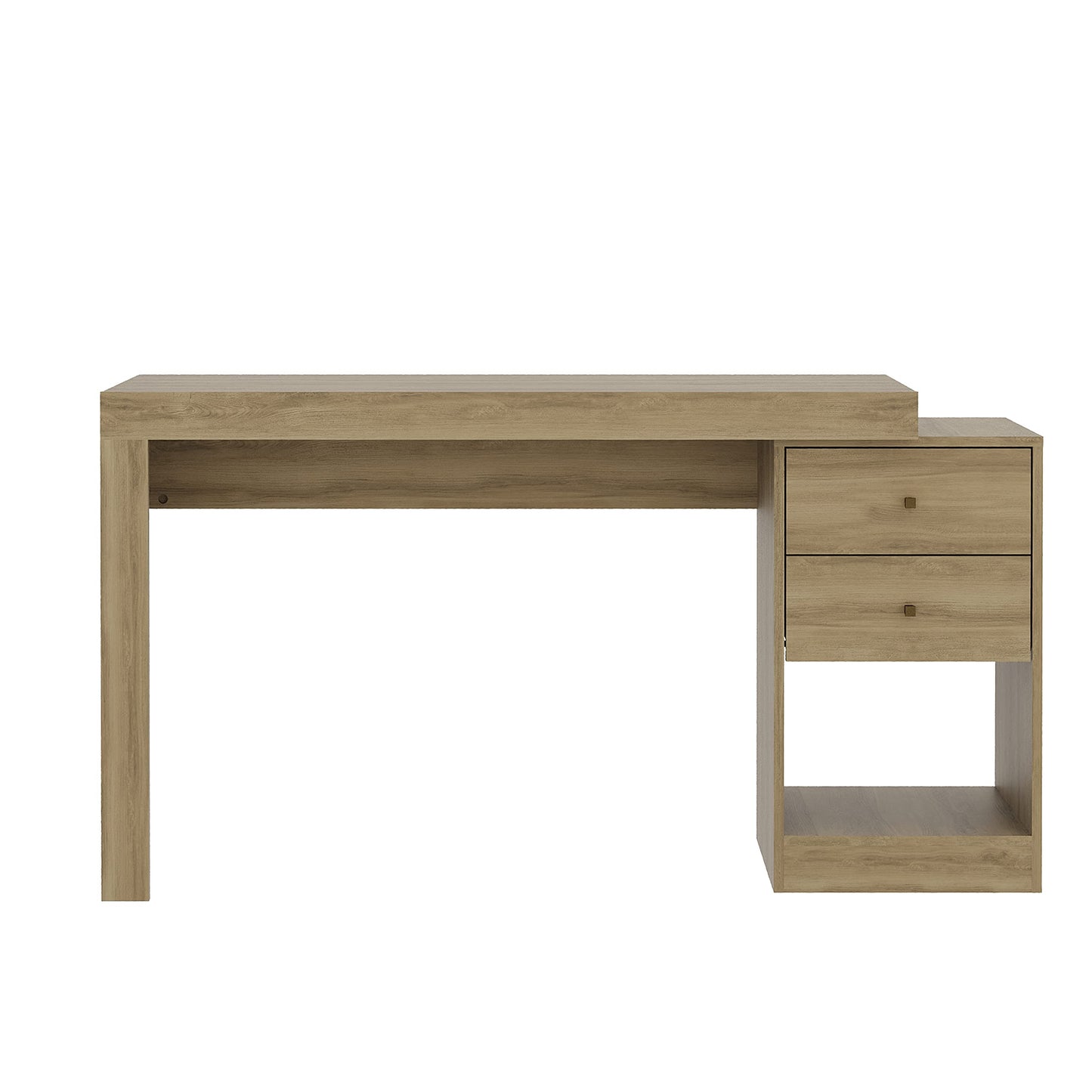 Expandable Desk with Storage Drawers & Open Shelf - Expands from 47 Inch to 57 Inch - Pine Computer Desk with Printer Space - Modern Home Office Table with Drawers - Techni Mobili Blanco Collection