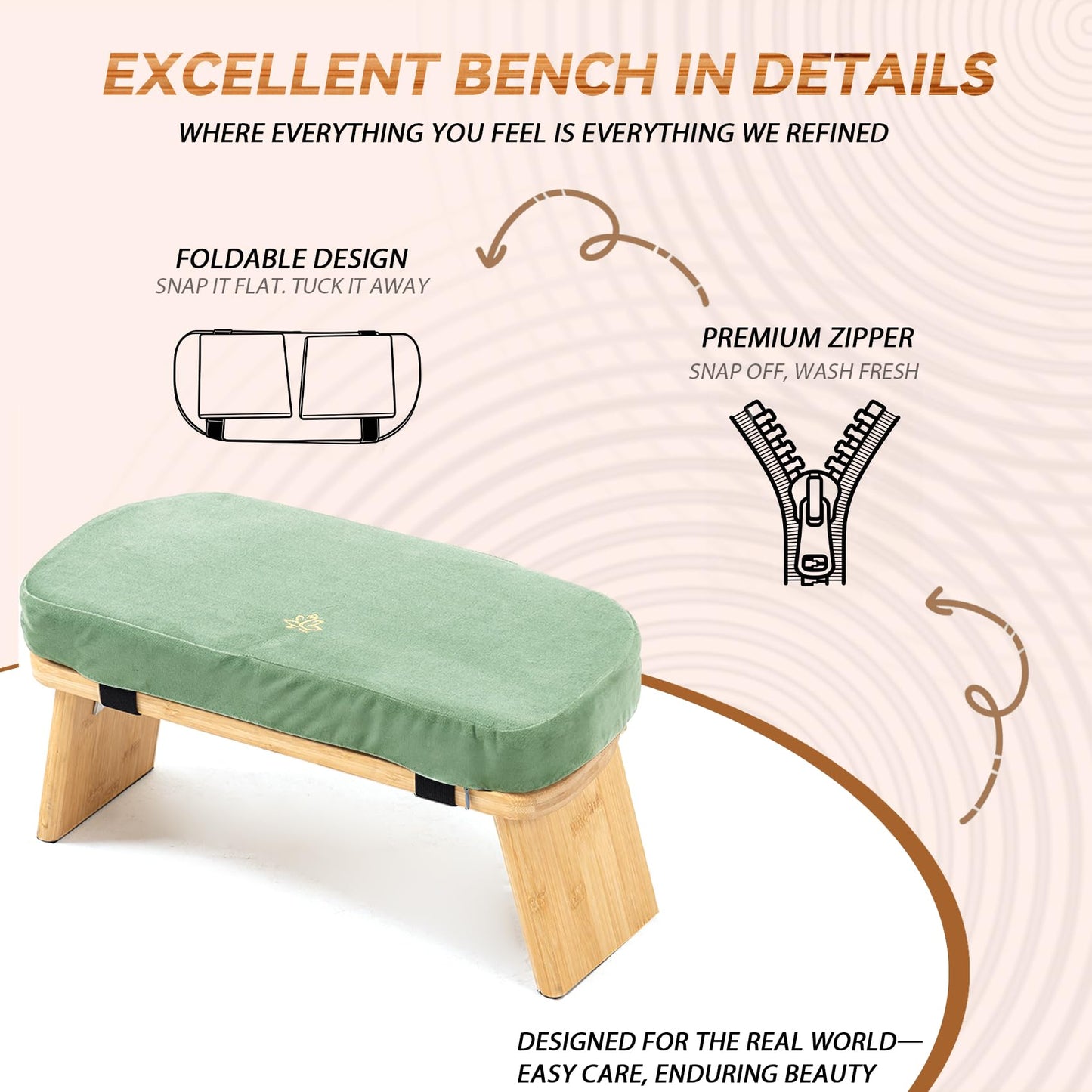 Estleys Meditation Bench, Bamboo Meditation Stool, Folding Kneeling Meditation Bench, Seiza Prayer Bench, Prayer Bench with Meditation Cushion, Kneeling Stool(Green)