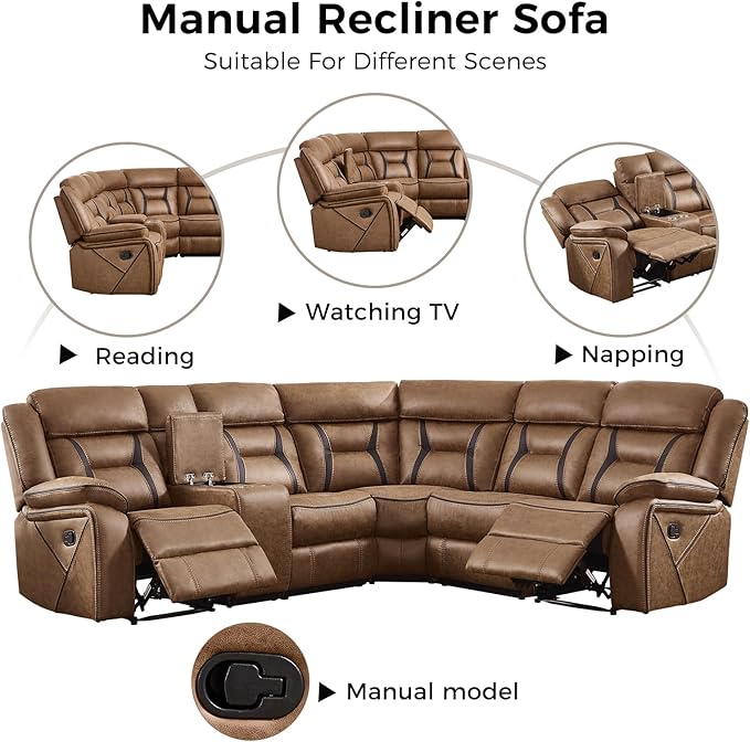 EBELLO Manual Reclining Sectional Sofa
