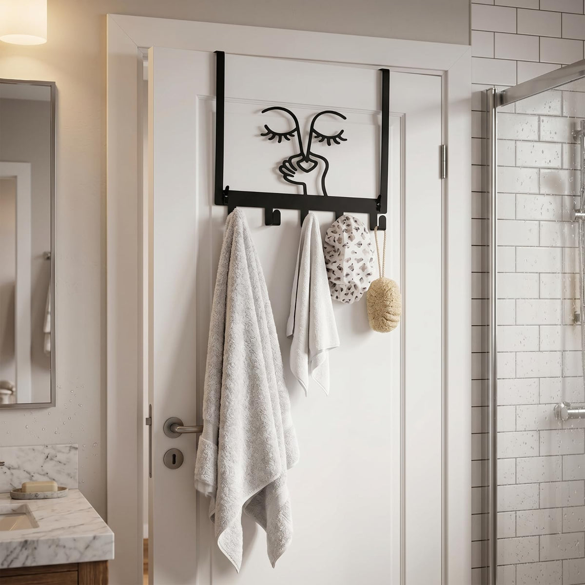 Reallnaive Bad Smell Humorous Over The Door Hooks Bathroom Decoration Hanger Wall Mount Art Funny Rack Holder for Towel, Hat, Coat, Cloth, Keychain, Bag, Christmas Gift