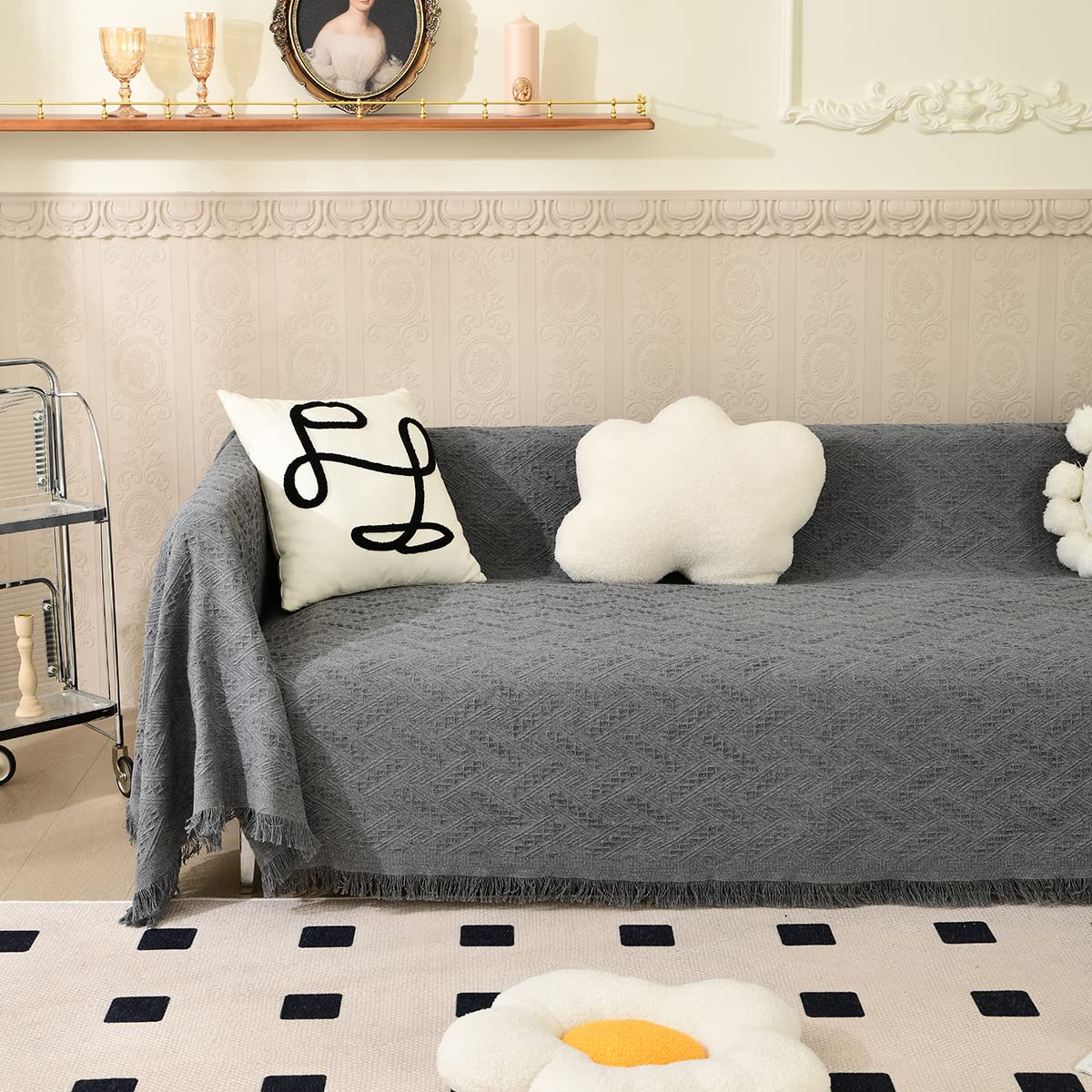 AIVIA Couch Cover Sheet Blanket, Oversized Couch Covers for 3-4 Cushion High Backed Backrest Sofa, Extra Large Furniture Decoration Covers Sofa Slipcovers, L Shape U-Shaped Sectional Protector