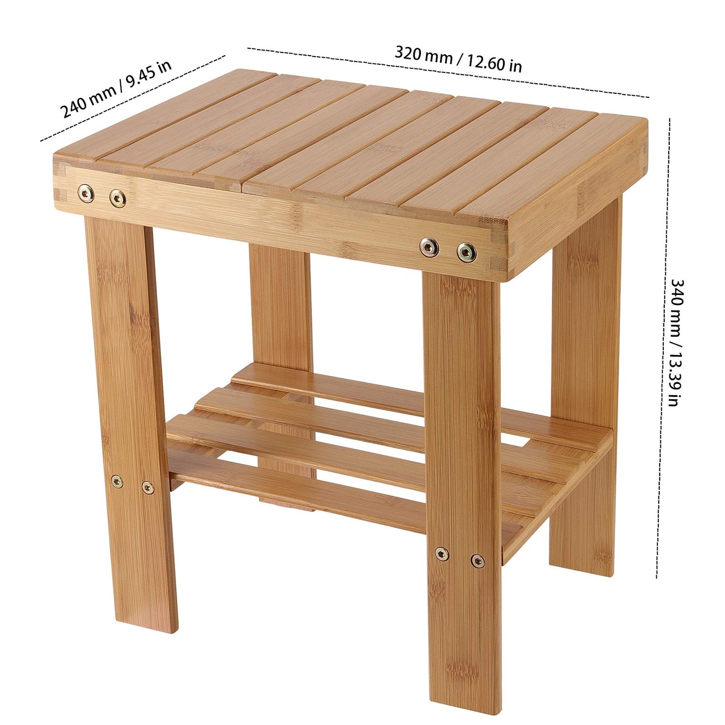 ZEONHAK 2 Pack Bamboo Step Stool, Bamboo Shower Bench, Wooden Shower Foot Stool for Home, Garden, Living Room, Kitchen, Bathroom, Bedroom