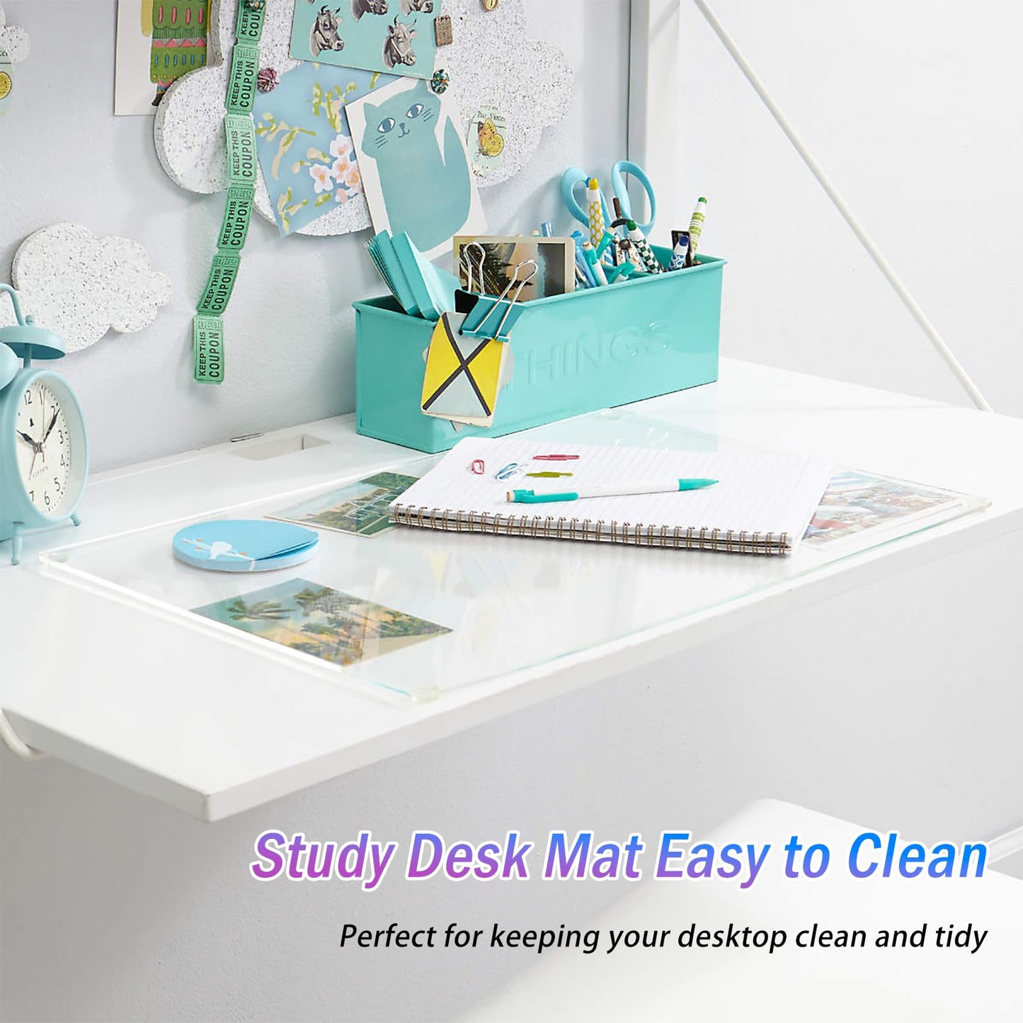 JanJunDec Clear Desk Pad Blotter on Top of Desks, 18x36 Inch Plastic Desk Cover Protector, Rectangular Vinyl Desk Pad, PVC Plastic Table Cover for Office Dresser Night Stand Computer Writing Desktop