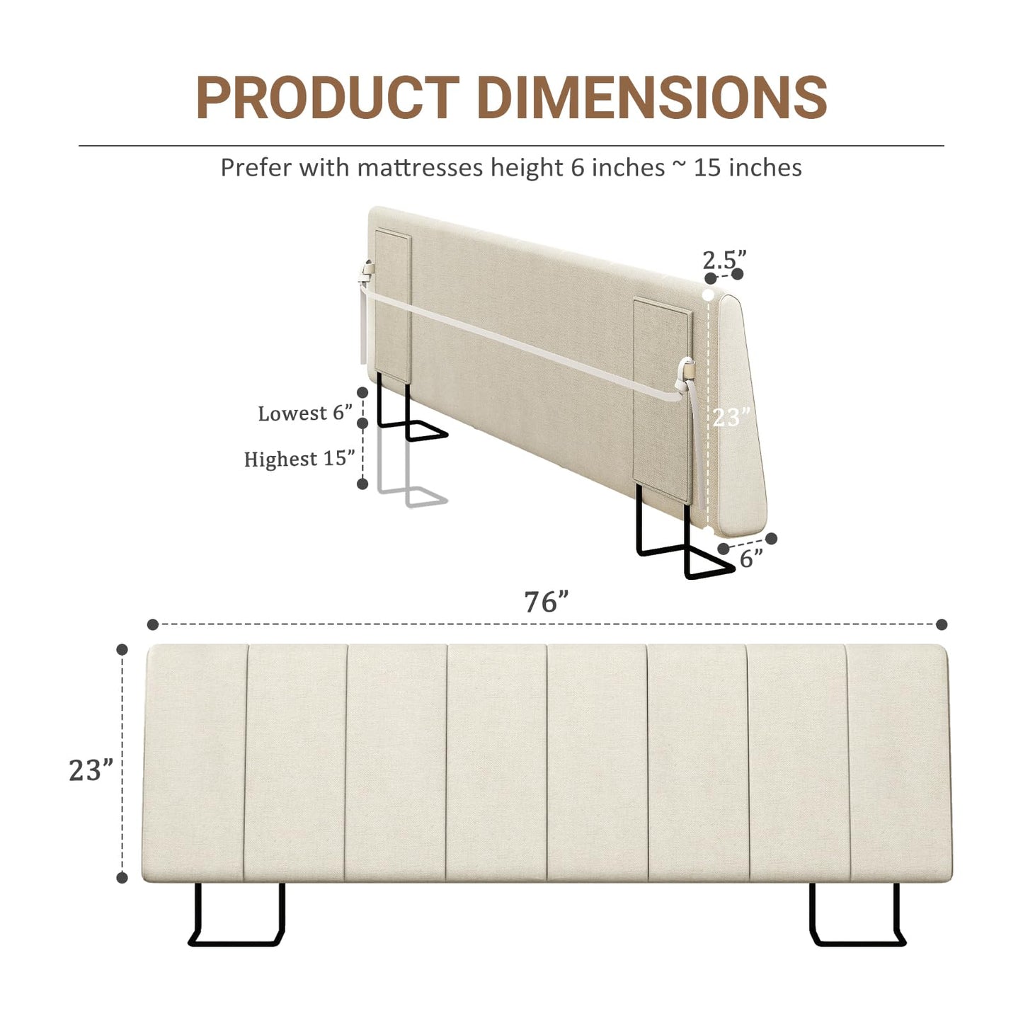 Liiwepo King Size Headboard Only-No Assembly, Upholstered Headboard King Size Linen Fabric Modern Style Headboards Extra-Thick, Beige