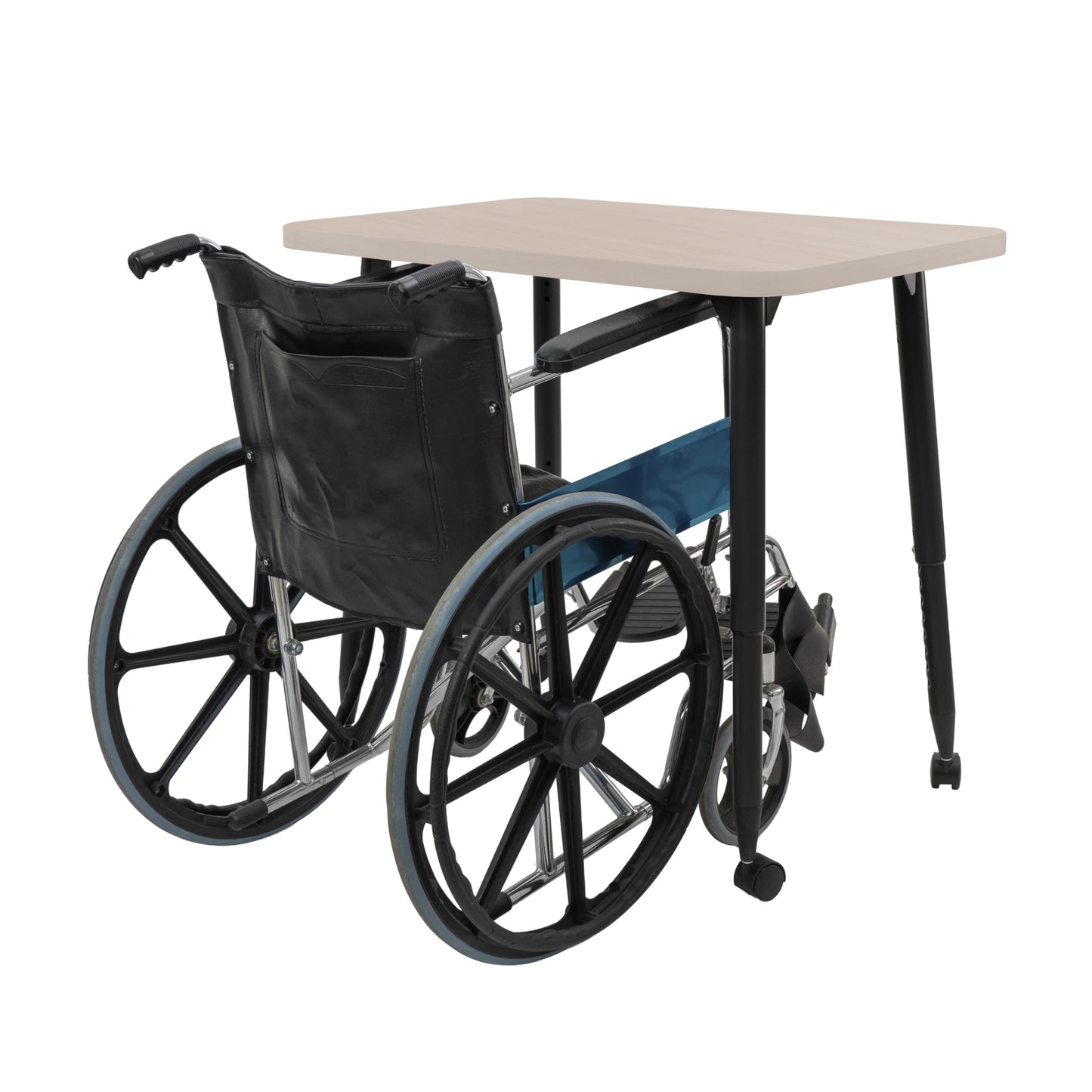 Adapte Commercial Classroom Activity Table - 24" x 36" Rectangle Woodgrain, ADA Compliant Tapered Legs with Glides & Casters, Adjustable Height 22-34" Wheelchair Accessible, School & Office Furniture