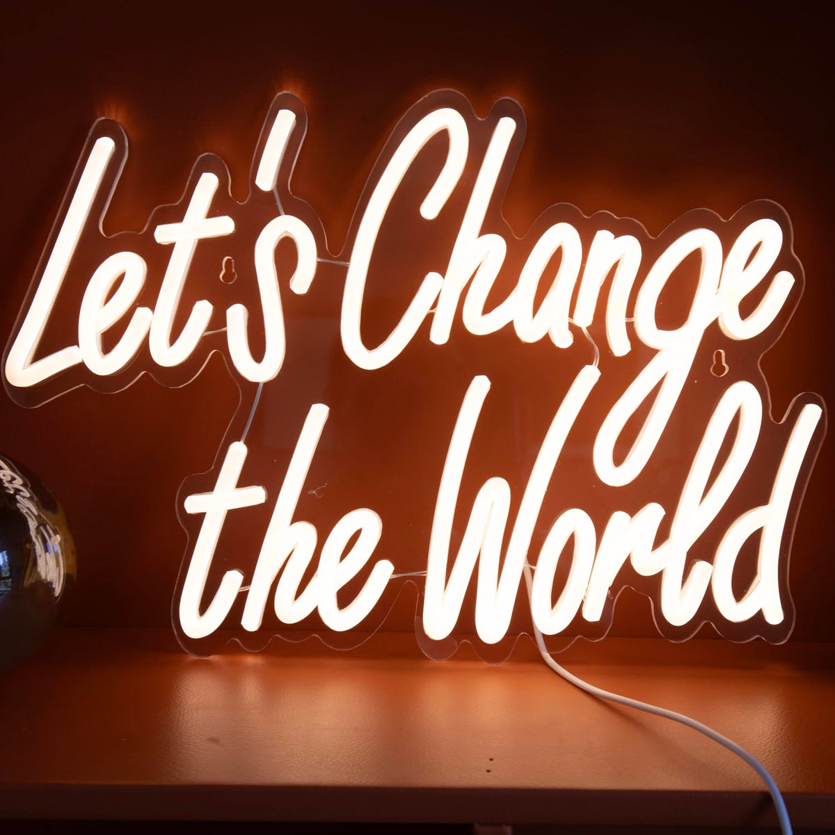 Graduation Neon Sign "Let's Change the World" - Class of 2026 Graduation Party Decorations, Dorm Room Decor, Graduation Gifts Motivational LED Neon Light for Office 14x10 inch