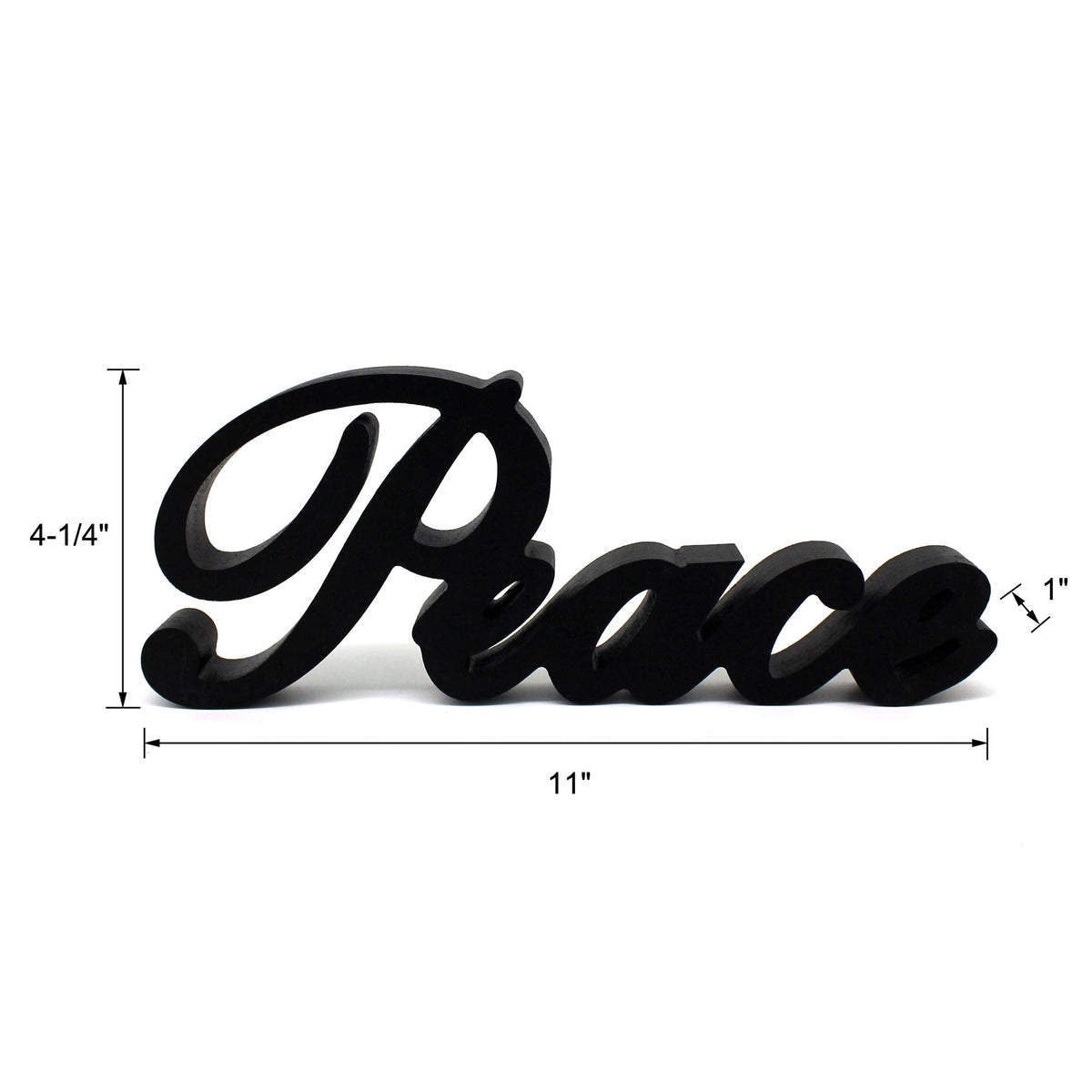 CVHOMEDECO. Matt Black Wooden Words Sign Free Standing Peace Desk/Table/Shelf/Home Wall/Office Decoration Art, 11 x 4-1/4 x 1 Inch