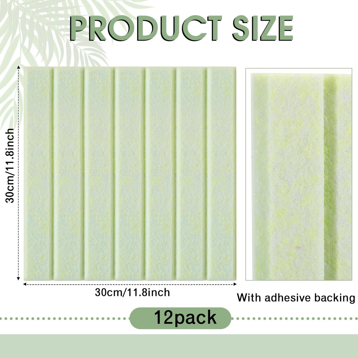 Honoson 12 Pack 48"x 36" Large Cork Board Alternative Felt Bulletin Board Wall Tiles with Safe Square Adhesive Roll Cork Tiles for Walls Home Office Classroom Back to School Pin Panels(Sage Green)