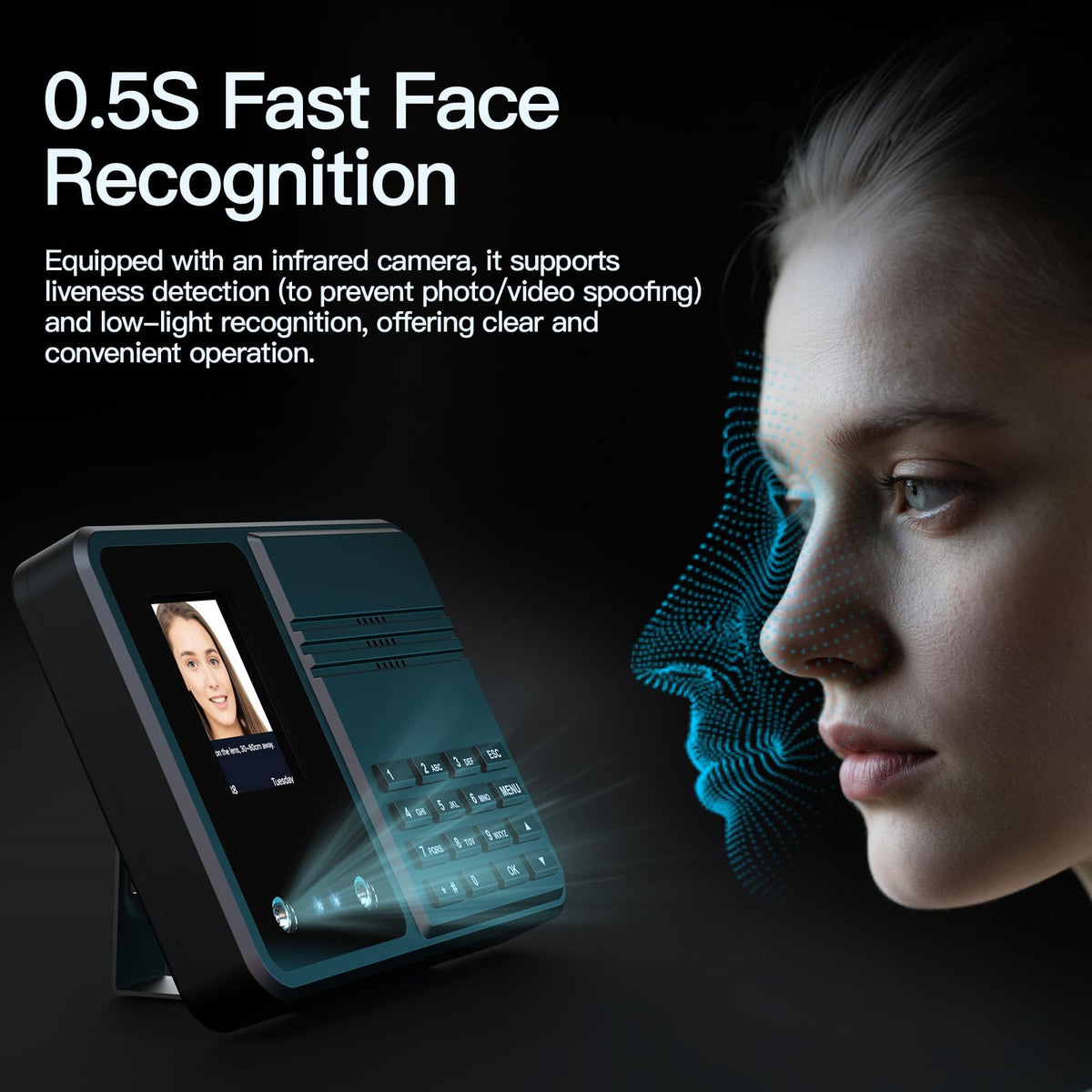 BISOFICE Time Clock Attendance Face Recognition with Password Palm Print Facial for Employees Access Control Machine Support Multi-Language System USB Port Data Management Device