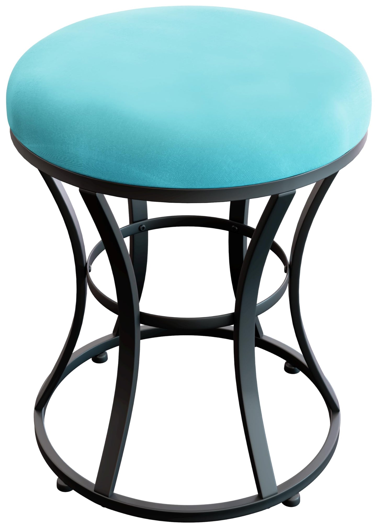 Ellensamqi Multifunctional Vanity Stool - Velvet Footrest Stool-Upholstered Chair Stool -Ottoman Round Modern Dressing Chair - with Blacken Metal Leg for Bedroom (Blue)