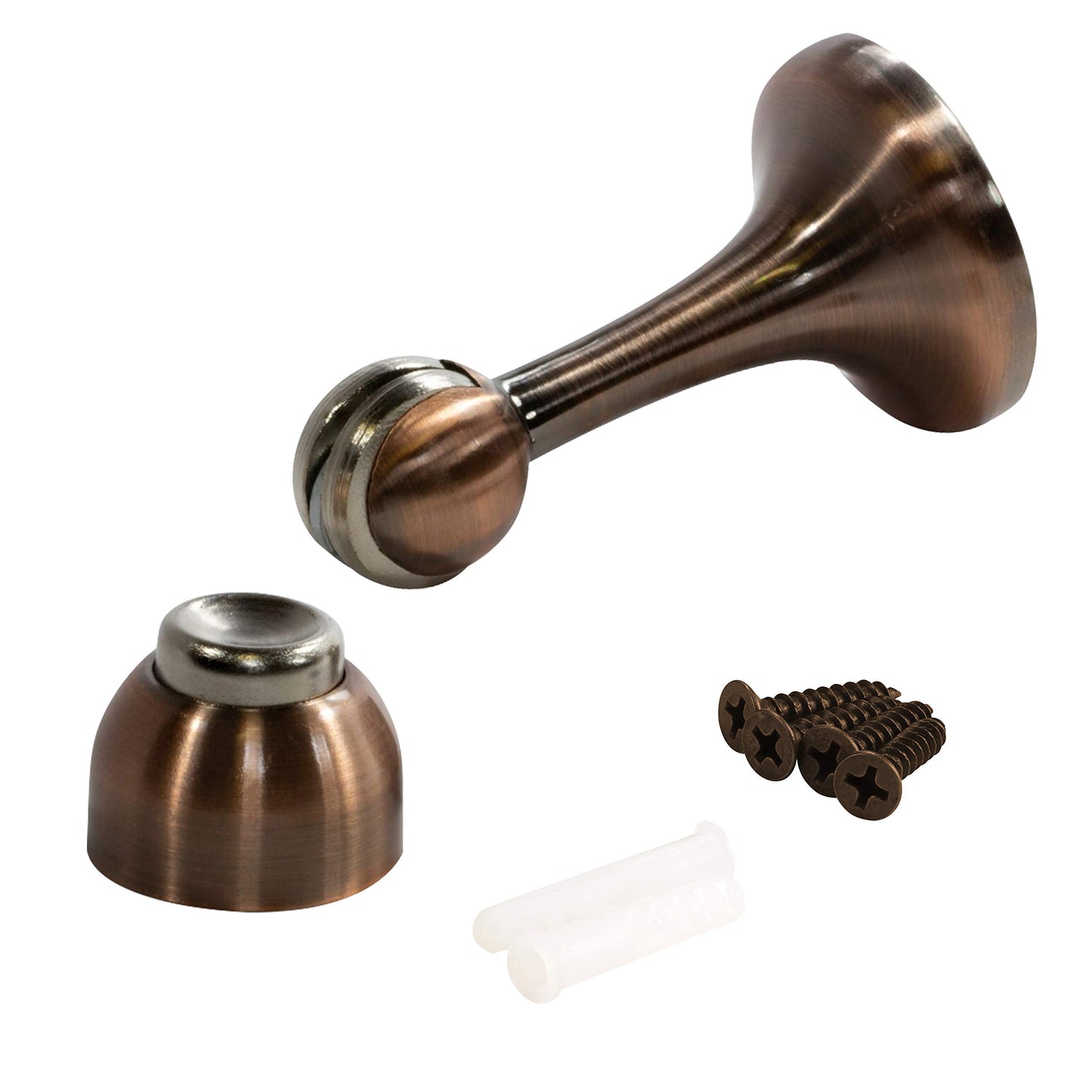 Rok Hardware Magnetic Door Stop Holder 3 Inches (Brushed Antique Copper, 2 Pack)