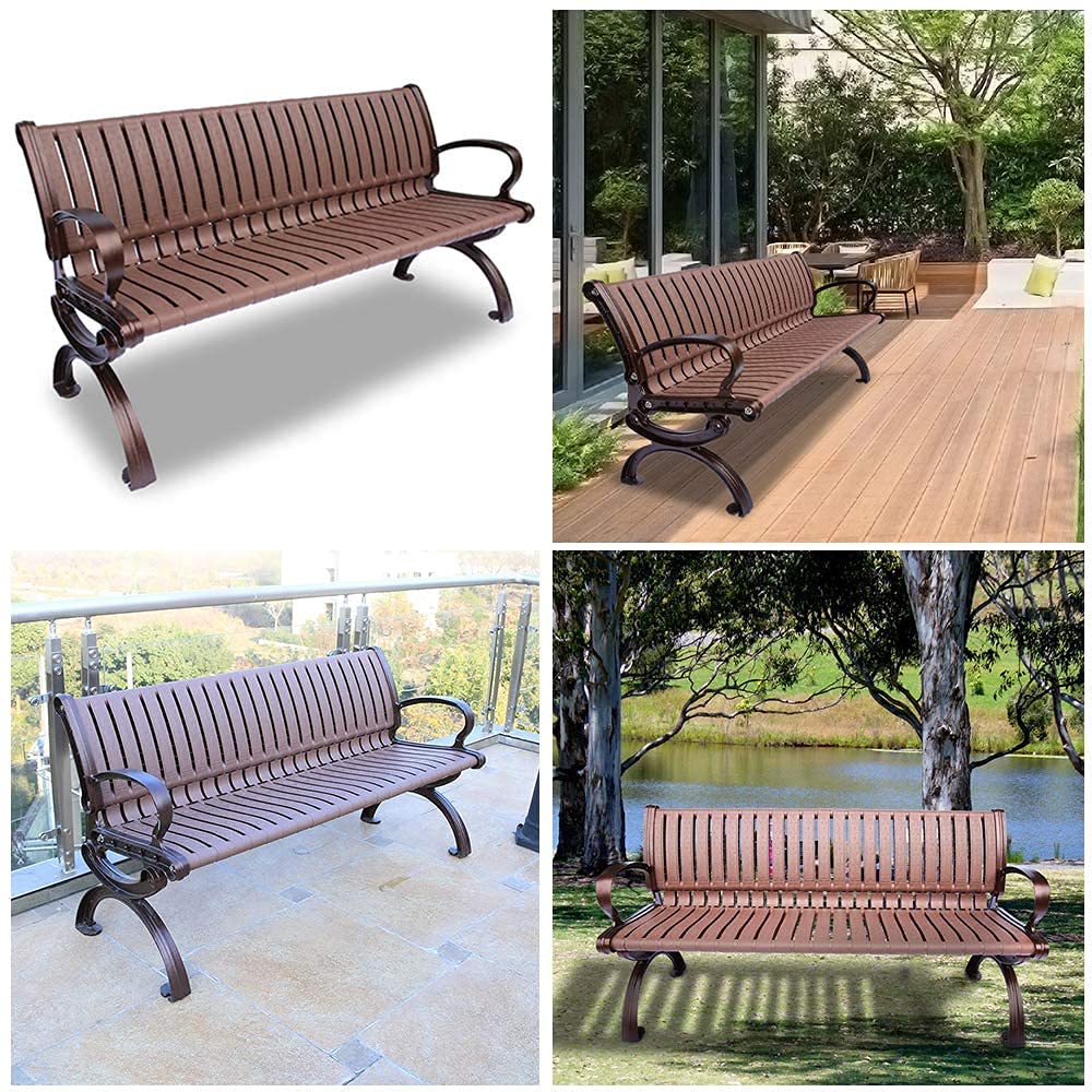 Park Garden Terrace Bench Outdoor Bench, Weatherproof Patio Bench with Cast Iron Frame and PVC Plastic, Porch Lawn Decor (Size : 120CM) ()