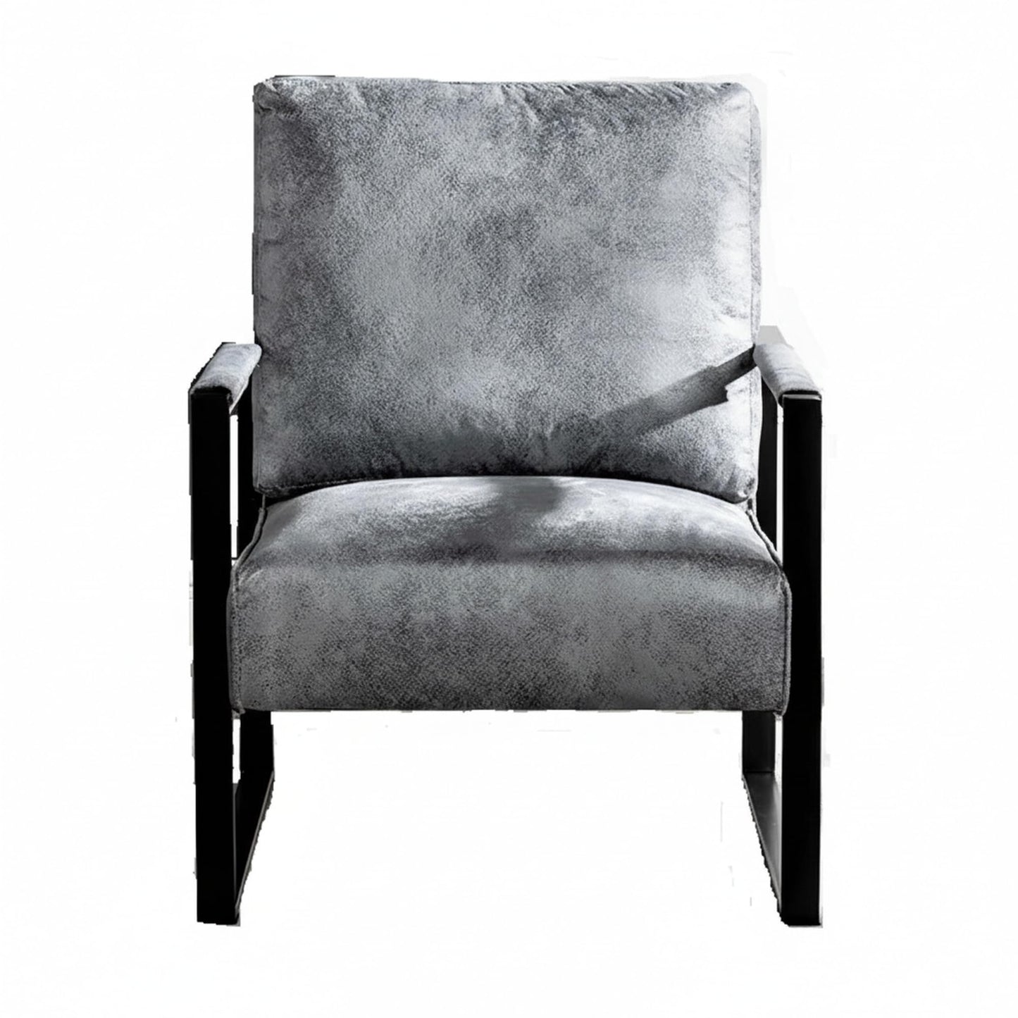 Container Furniture Classic Mid Century Modern Accent Chair with Durable Square Metal Frame, Armchair for Living Room, Bedroom, Home Office in Spotted Microfiber Upholstery, Grey
